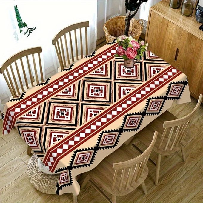 1 pièce Nappe Tribale Sud-Ouest Rectangulaire Tissu Polyester pour Usage Intérieur/Extérieur Décorations de Table Housse de Table 145X200CM