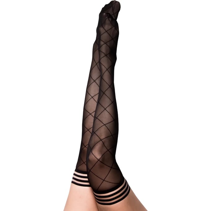 Kix´ies - Hold up kousen met ruit patroon - Zwart