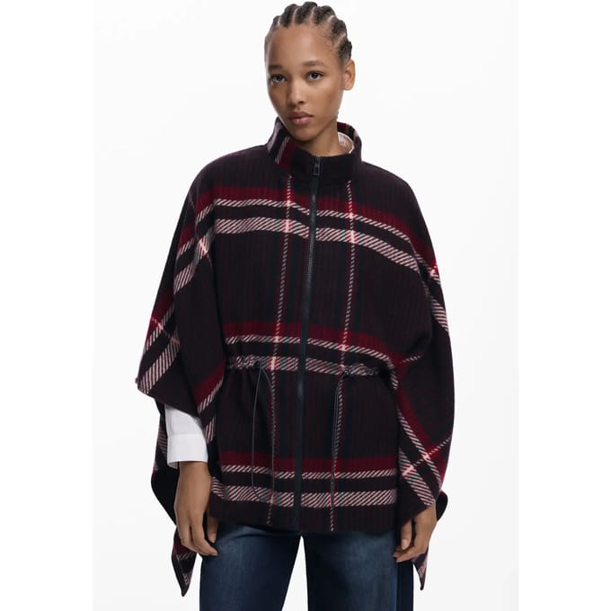 Geruite poncho voor dames Desigual Aldama