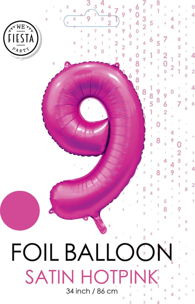 folieballon cijfer 9 mat warm roze metallic