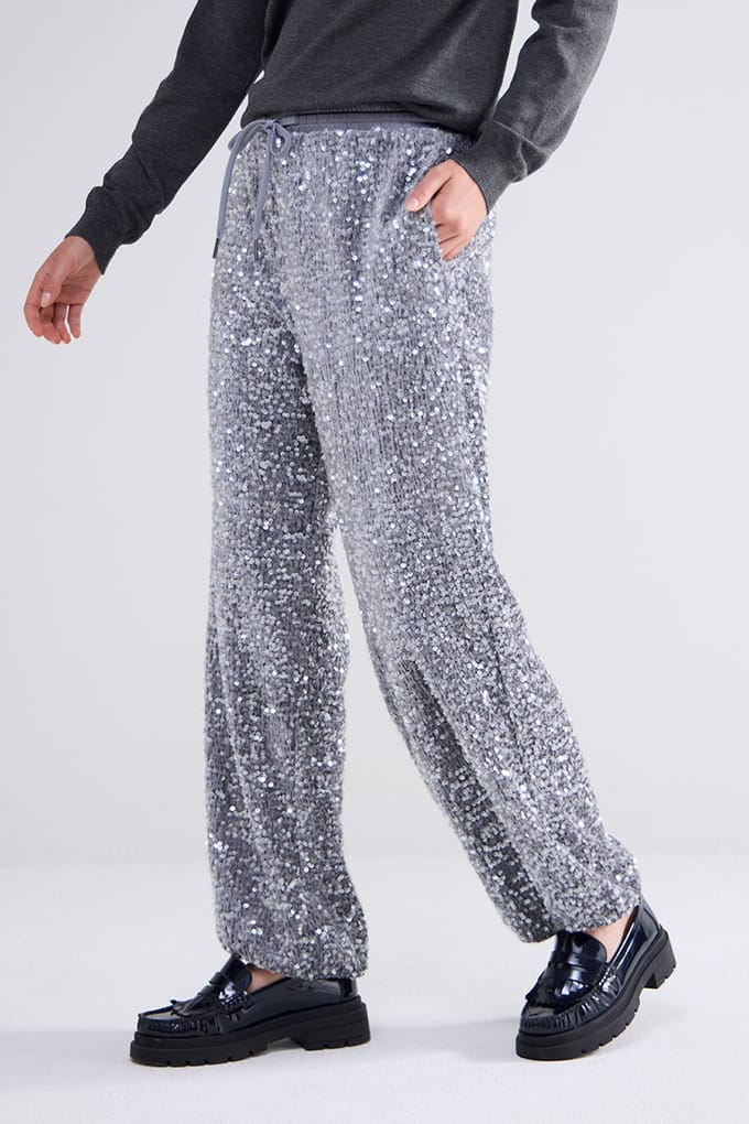 Summum Woman Pants Sequins Velours Cloud Taglia: 36 | Pantaloni Outlet | Donna