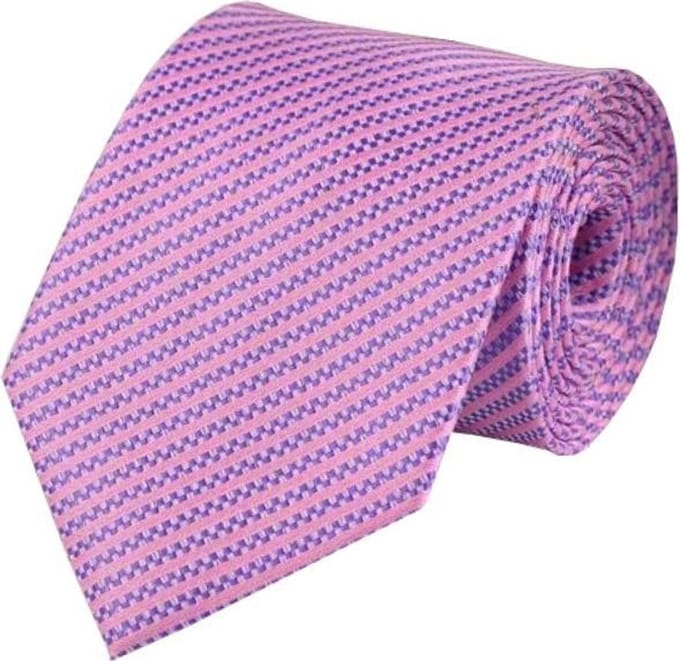 Fako Fashion - Luxe Stropdas - 145cm - 8cm - Roze/Paars Gestreept
