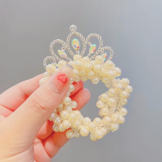 Mode Parel Kroonprinses Haarbanden Elastische Elastiekjes Kinderen Bal Knot Ties Haar Styling Accessoires beige