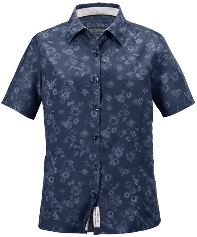 Killtec dames wandelblouse - quick dry - blauw print - korte mouwen - maat 38