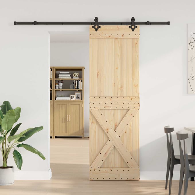 vidaXL - Schuifdeur - NARVIK - Naturel - en - Zwart - 70 - x - 210 - cm - (213,5 - cm)