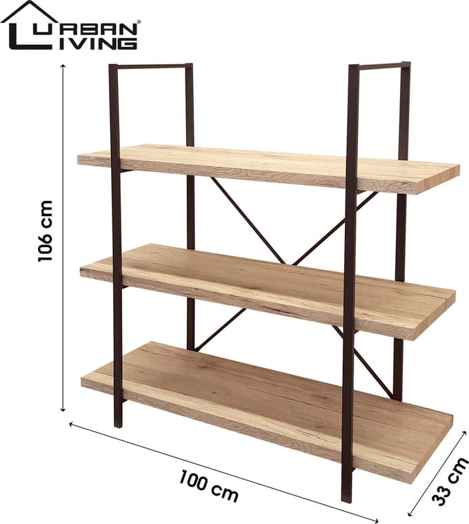"DOCK" BOEKENKAST MET 3 PLANKEN 100X33XH106CM