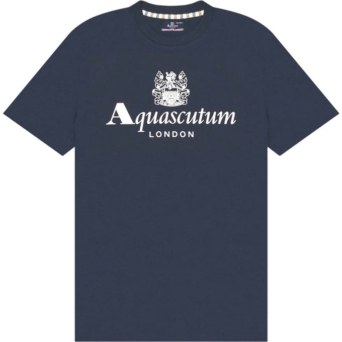 Aquascutum Active Beach Basic T-shirt Met Groot Logo In Marineblauw