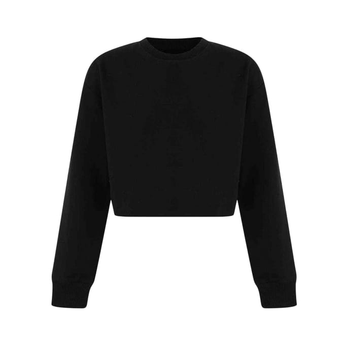 Miso Dames-sweatshirt met ruime pasvorm en korte mouwen (Zwart)