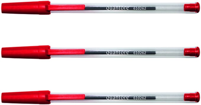 Balpen Quantore Stick rood medium - 500 stuks