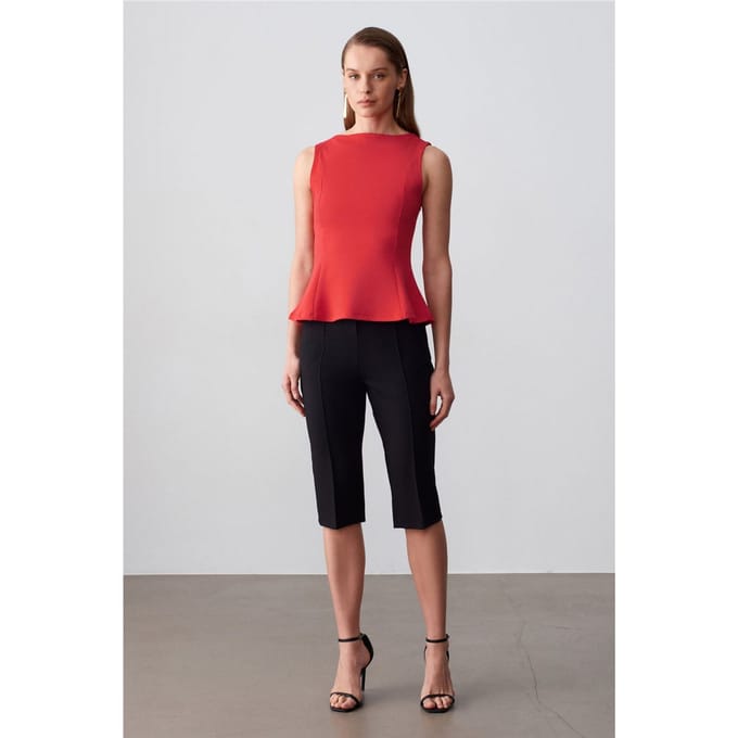 Aansluitende Mouwloze Peplum Blouse