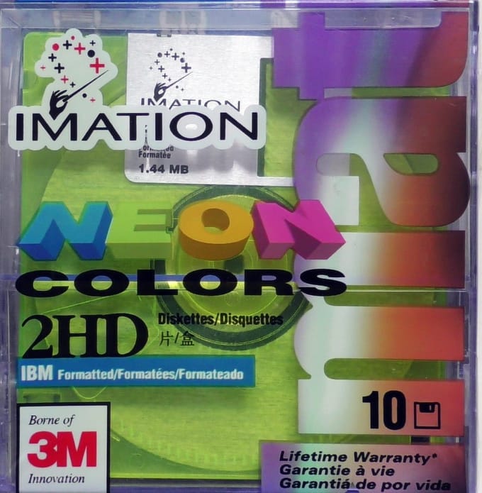IMATION NEON COLOURS 2HD IBM FORMATTED