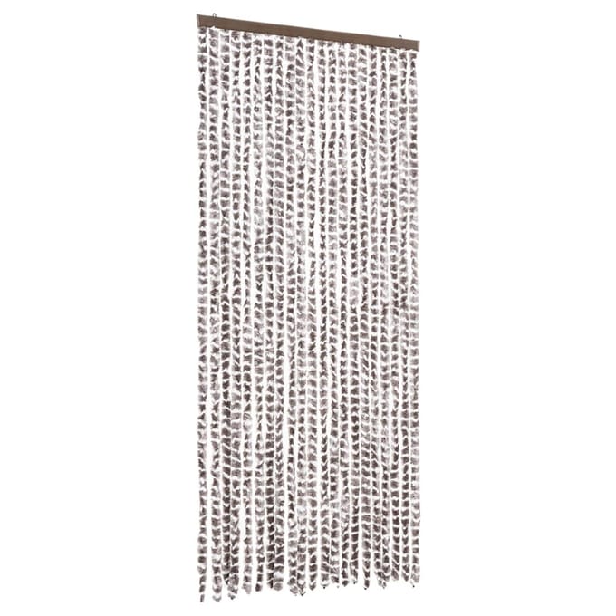 vidaXL - Vliegengordijn - 90x220 - cm - chenille - taupe - en - wit