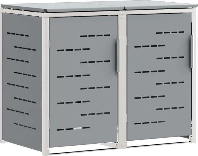 vidaXL - Containerombouw - for - 2 - Bins - 240L - Roestvrij - staal - Grijs