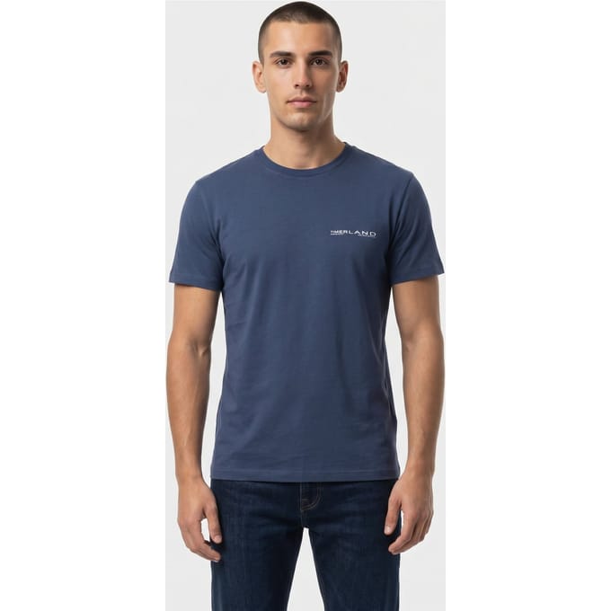 Timberland Y2k Lock Up Back Logo Ss Tee Dark Blue Taglia: S | Magliette basic Outlet | Uomo | Blu
