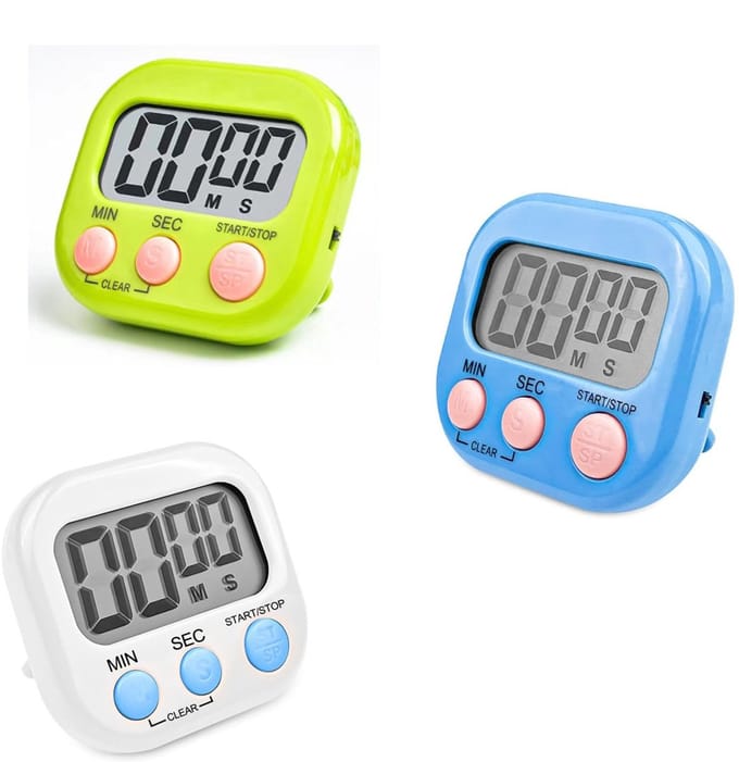 EXCITAT Timer - Keukentimer - Magnetisch - Geschikt voor koken, douchen en sporten - 3 stuks