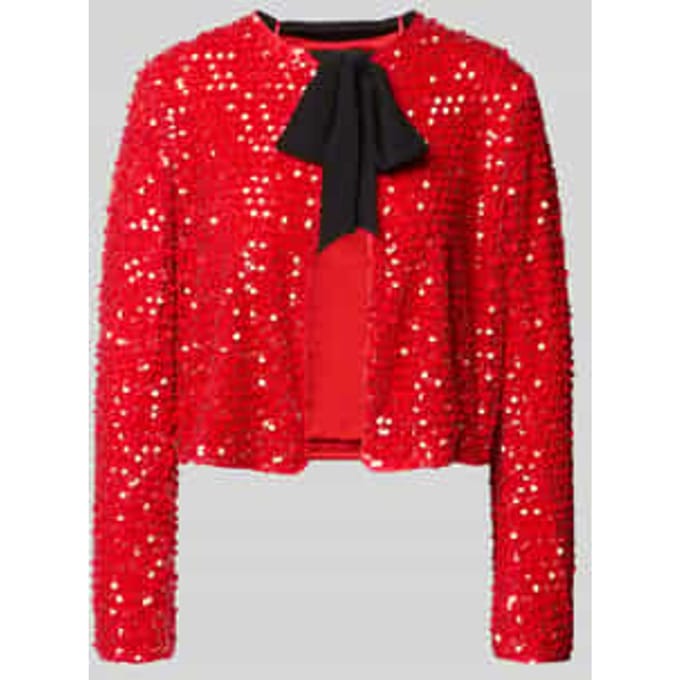Regular fit blazer met pailletten en strik