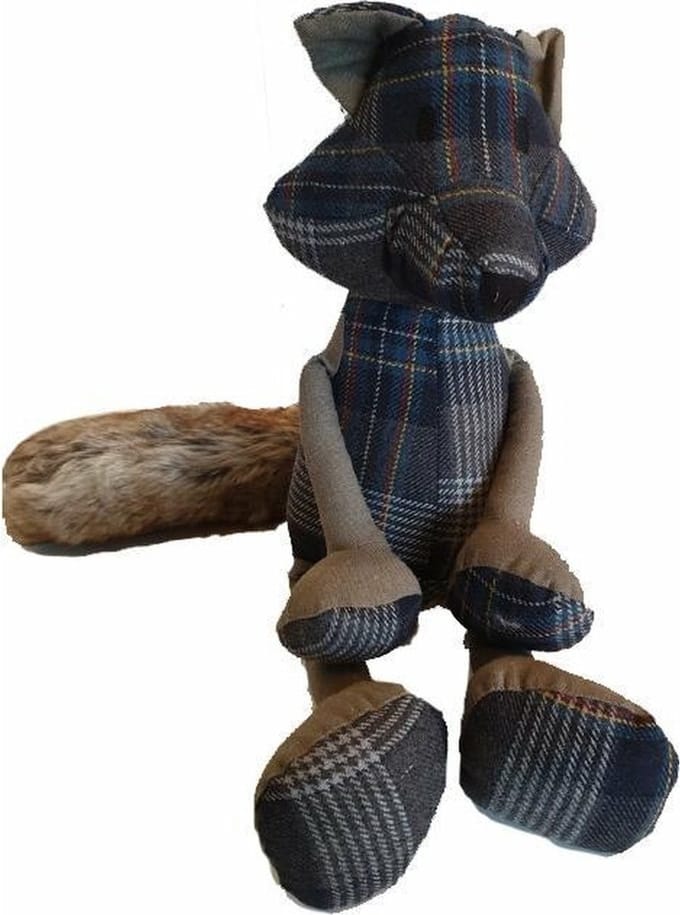 Vos Deurstopper donkerblauw met pluche staart - 30 cm