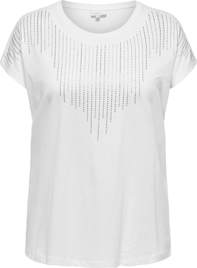 ONLY CARMAKOMA - CARLULA S/S O-NECK RHINESTONE TOP JRS - Dames - T-shirts