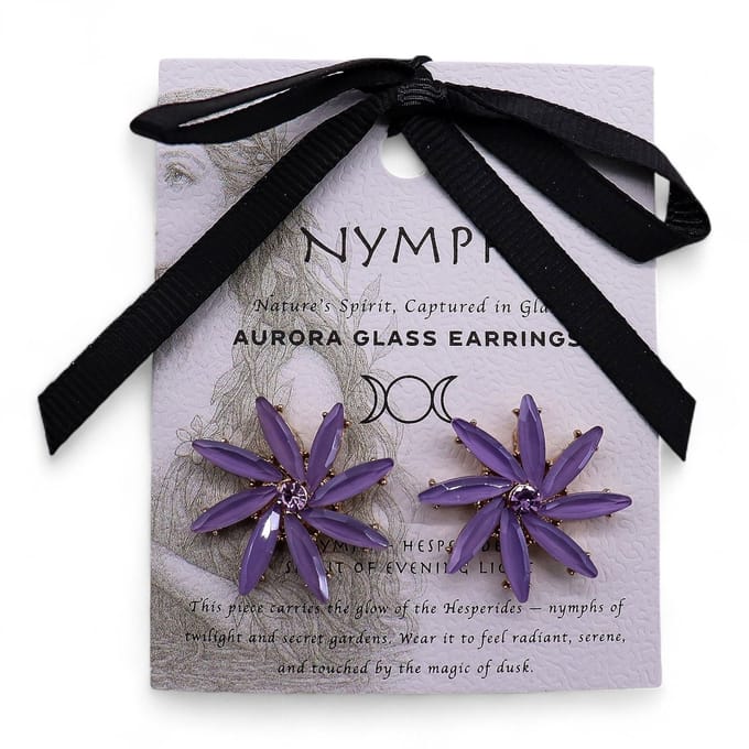Lavendel - Vintage glas - Bloemen - Oorbellen