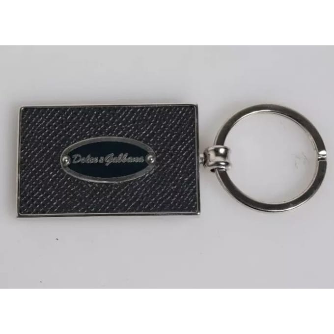 Dolce & Gabbana Zwart leren logo metalen ring sleutelhanger sleutelring