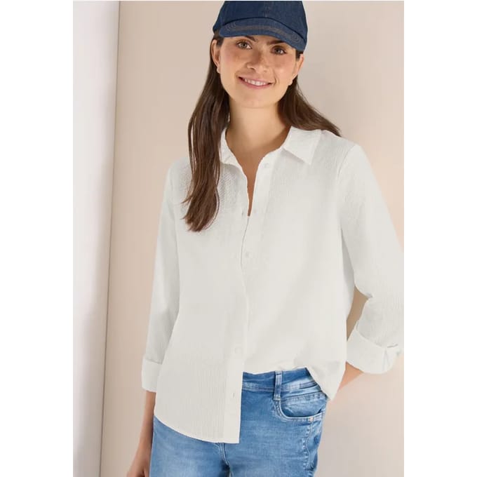 Blouse met lange mouwen, structuur en knopen