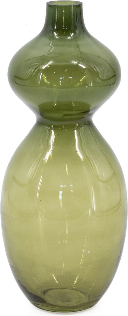 HomeBound by KY | Glazen vaas olive | 32x13cm | bloemenvaas olive