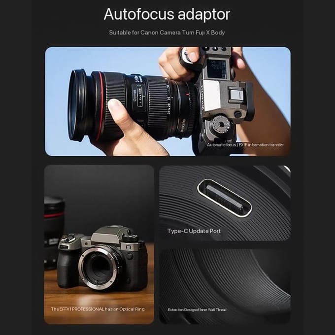 Viltrox EF-FX1 Pro Autofocus Lens Mount Adapter met Diafragma-instelring Type-C Geüpgraded