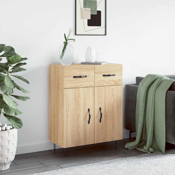 vidaXL - Dressoir - 69,5x34x90 - cm - bewerkt - hout - sonoma - eikenkleurig