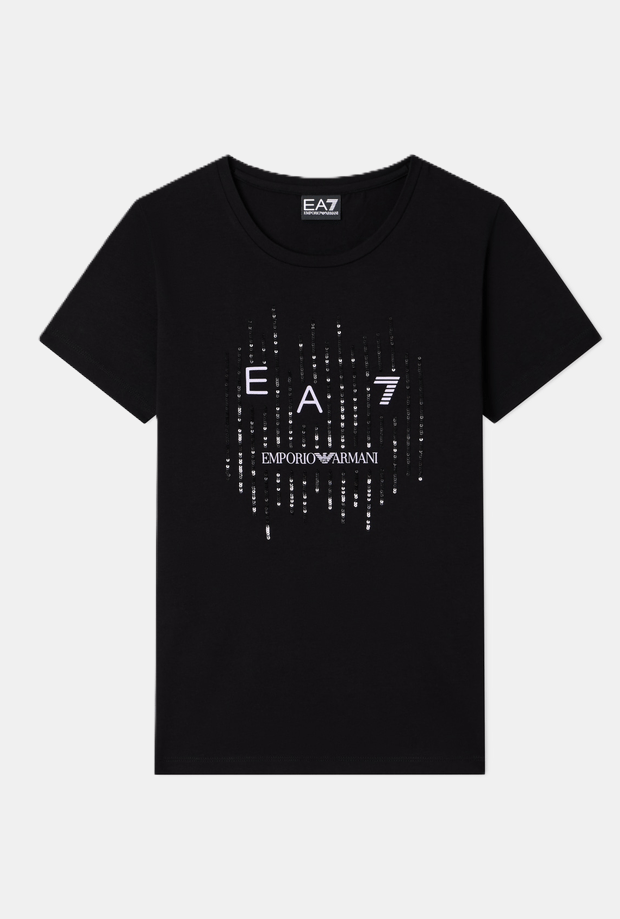 t-shirt met contrasterend zwart vrouwen logo