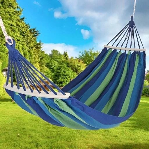 XXL Dubbele Hangmat 220kg Blauw - Comfortabel en draagbaar