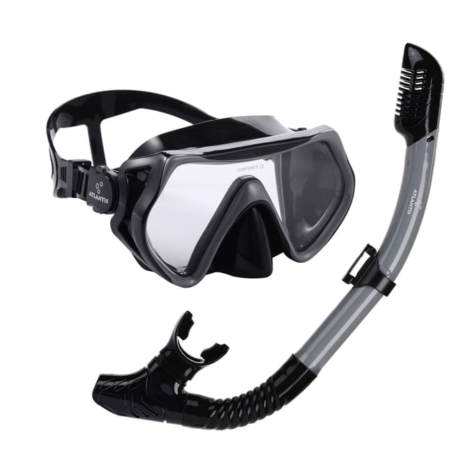 Atlantis Borneo Combo - Snorkelset - Duikbril - Snorkel - Volwassenen - Zwart/Grijs
