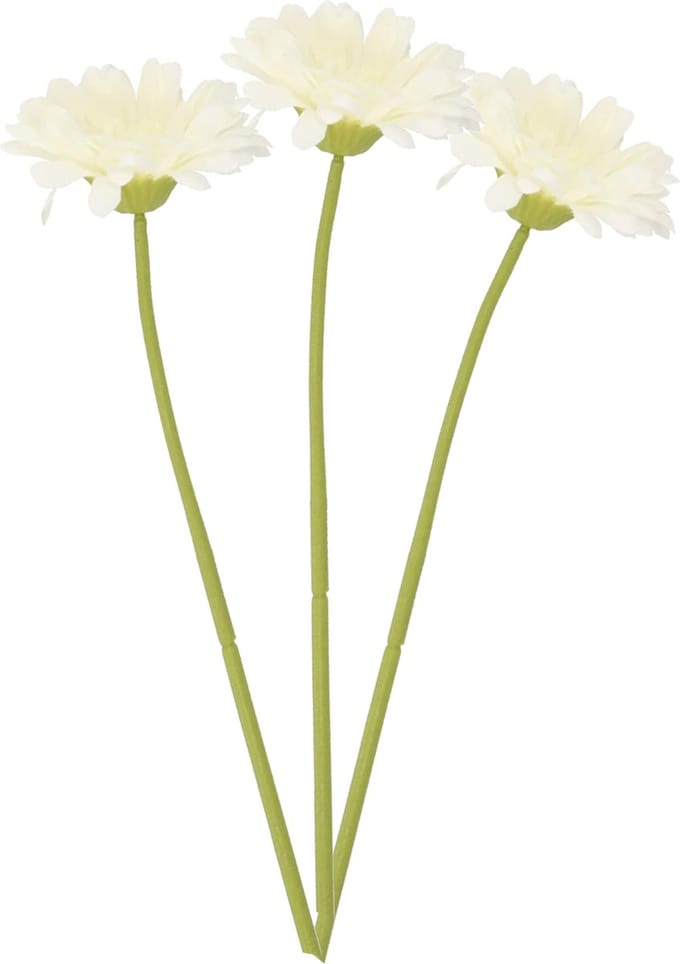 DK Design Kunstbloem Gerbera - 3x - 72cm - wit - Real Touch - kunst zijdebloemen