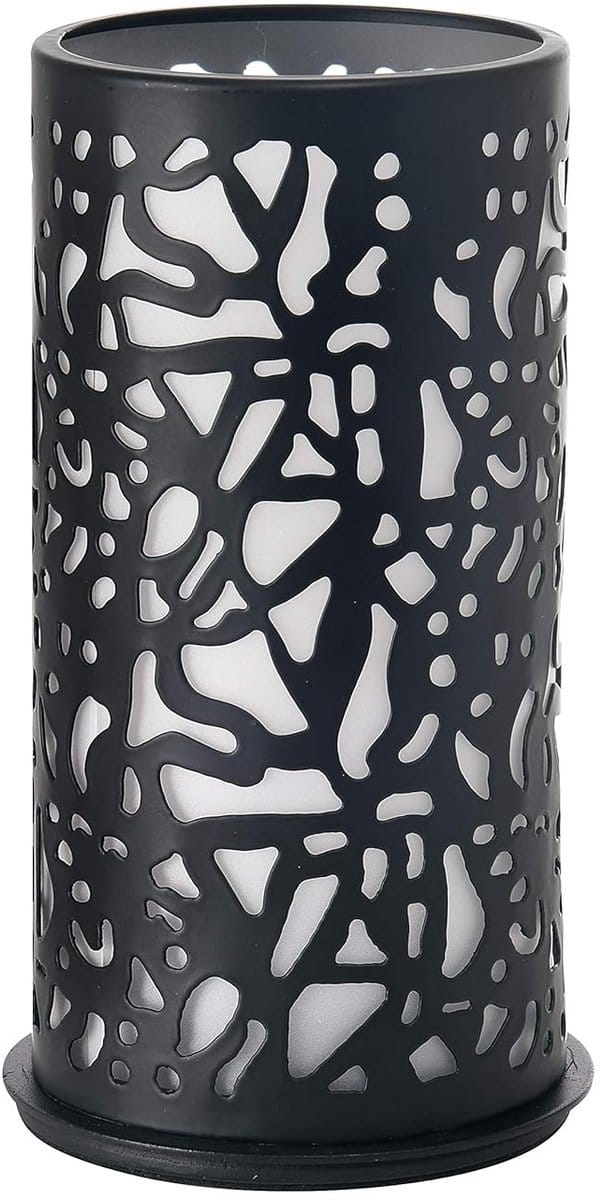 Moderne Metalen Kaarshouder Twist Zwart - 140x75 mm