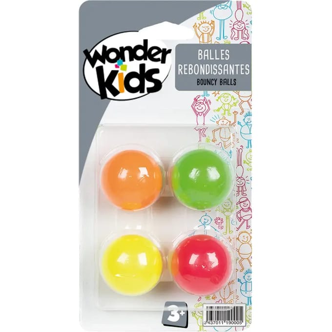 Bordspellen 4 stuiterballetjes 38mm Wonderkids