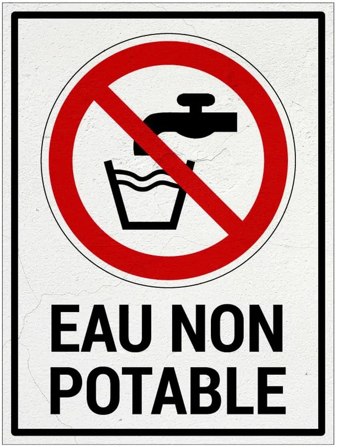 Eau non potable bord met tekst | Sign Again materiaal | 40 x 30 cm