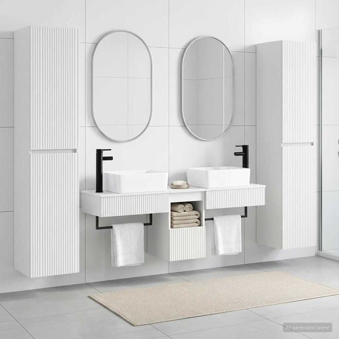 vidaXL - Badkamerkast - set - 5 - st - Wit - 33 - x - 34,5 - x - 160 - cm - Bewerkt - hout
