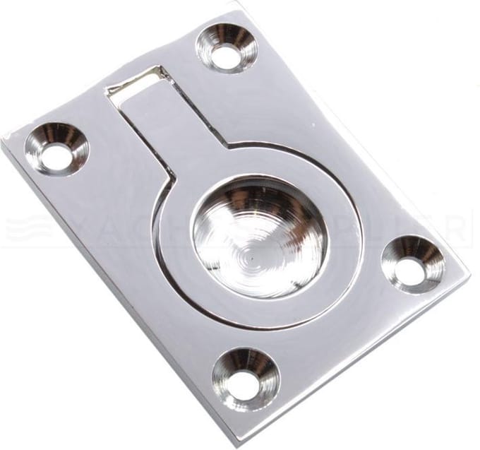 Luikring Messing gepolijst Chroom - 50x38mm - Rechthoekig