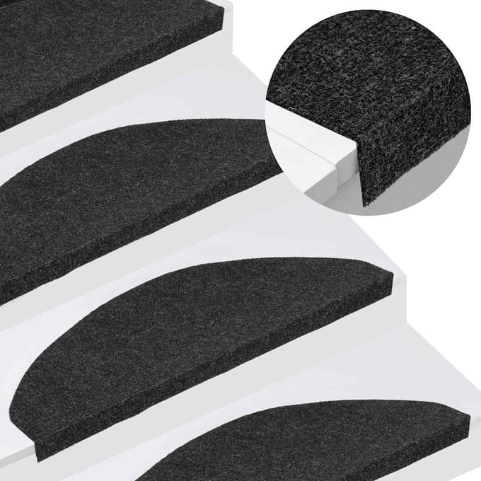 vidaXL - Trapmatten - zelfklevend - 10 - st - 65x22,5x3,5 - cm - zwart