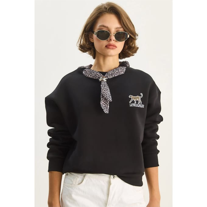 Rondhals Sweatshirt met Print Accessoire