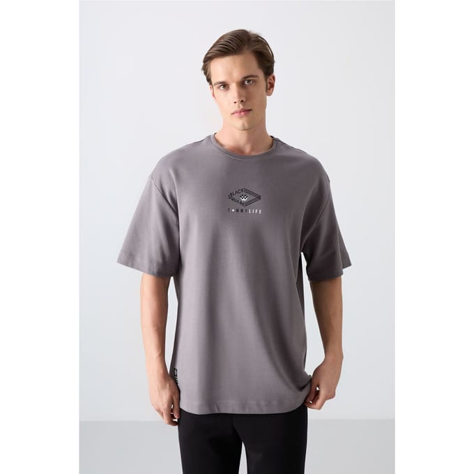 Overmaatse Katoenmix Logo T-shirt