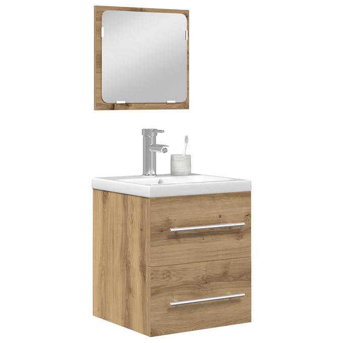 vidaXL - Badkamermeubel - Set - 2 - st - Artisan - Eiken - Bewerkt - hout