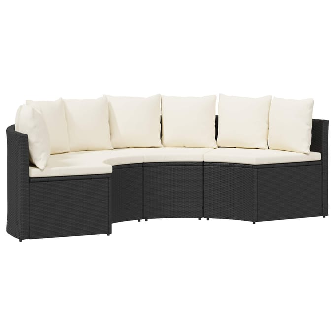 vidaXL - Bankstel - 2 - st - Zwart - Massief - Acaciahout - en - Poly - Ratten