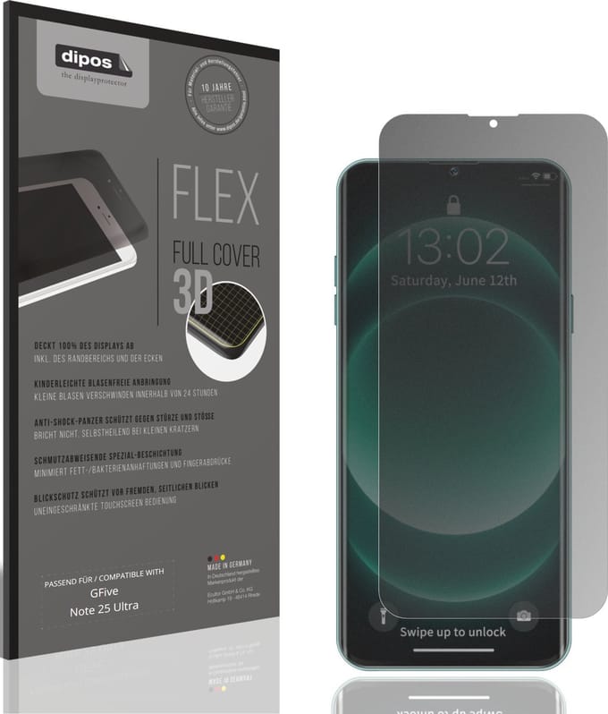 dipos FLEX – Matte Privacy Screenprotector geschikt voor GFive Note 25 Ultra | Volledige Schermbescherming | Case-Friendly