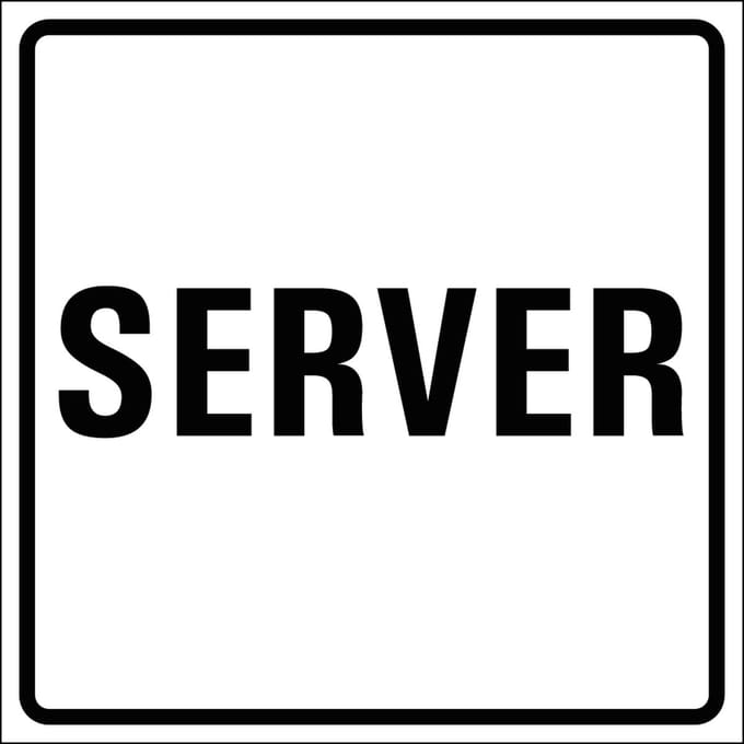 Server sticker, wit zwart 100 x 100 mm