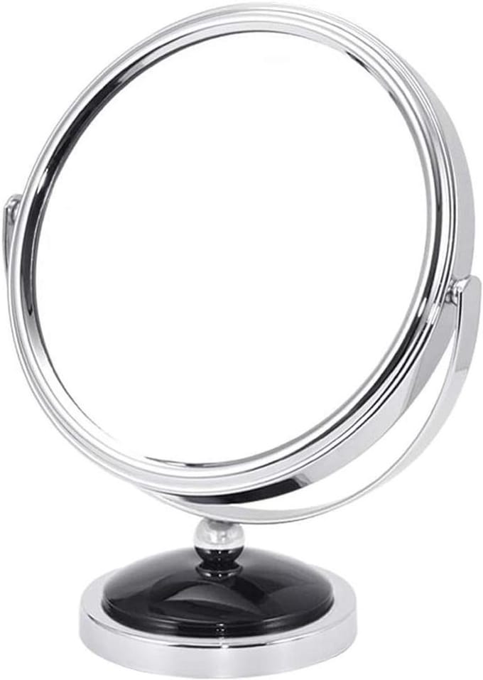 Desktop Makeup Vanity Mirror, 3x Magnification Beauty Mirror Double Sided Cosmetic Mirror 360°Rotatable Bathroom Mirror Portable, Silver_7 inch