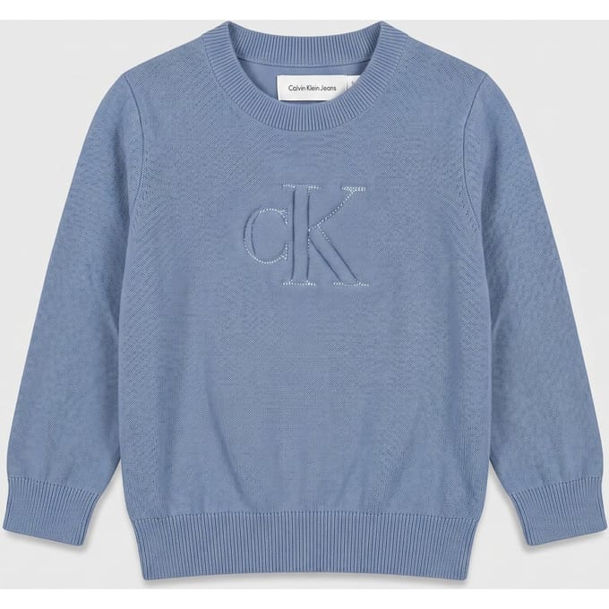 Calvin Klein Boys Quilted Monogram Sweater Satin Blue Maat: 14 | Truien Outlet | kids | Blauw