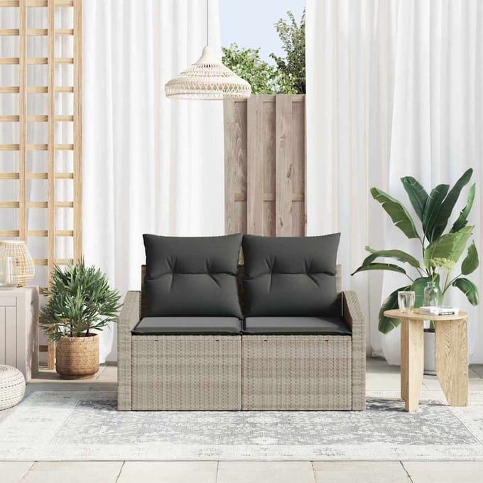 vidaXL - Tuin - Sofa - met - kussen - 123 - x - 62 - x - 69 - cm - poly - rattan