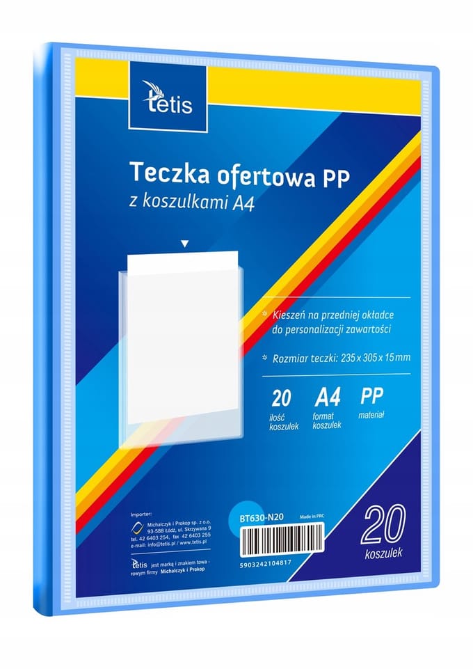Tetis Ofertówka A4 PP Blauw met 20 Hoezen