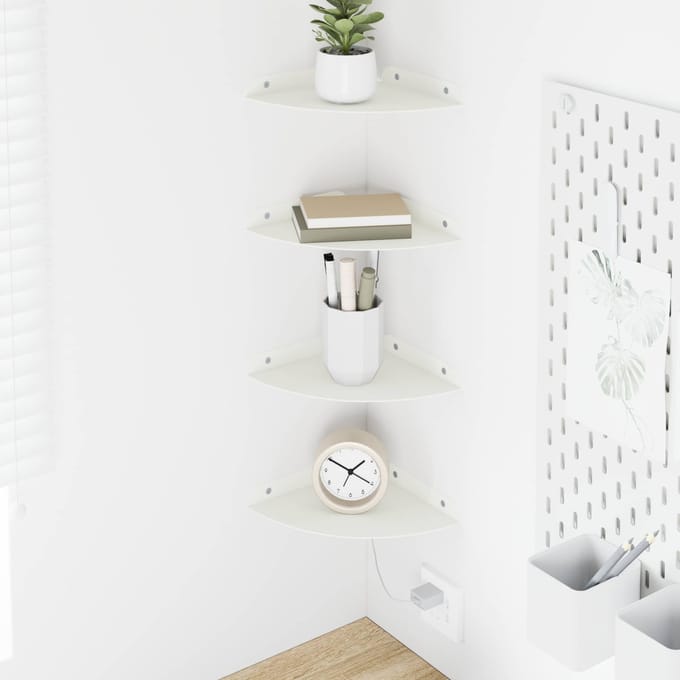 vidaXL - Hoek - Plank - 4 - st - Wit - 18 - x - 18 - x - 2 - cm