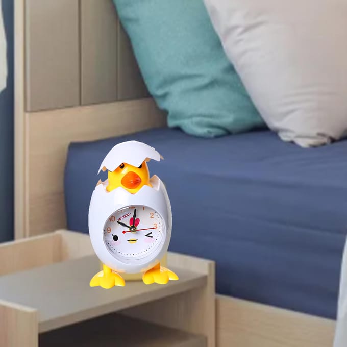 Kip Wekker Kinderen Cartoon Schattig Desktop Plastic Quartz Uurwerk Wekker voor Studenten Wit wit